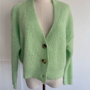 Bershka Light Green Button-Up Cardigan